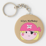 KRW Cute Custom Pink Pirate Birthday Keychain