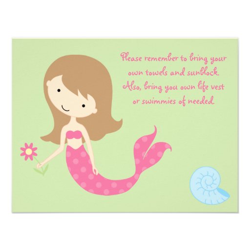 KRW Cute Mermaid Pool Party Invitations