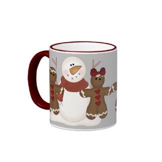 KRW Cute Snowman and Gingerbread Couple Mug mug
