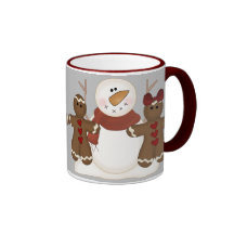 KRW Cute Snowman and Gingerbread Couple Mug
