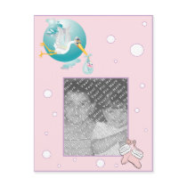 KRW Cute Stork Custom Photo Birth Annoucement postcards