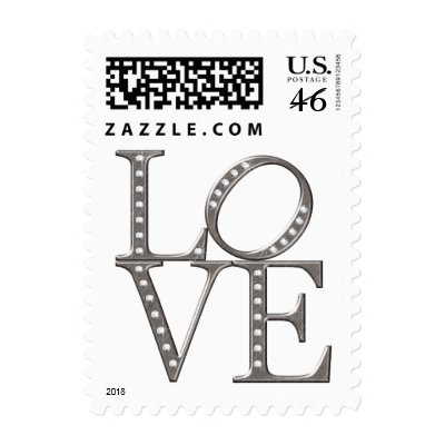 KRW Diamond Studded Love Wedding Postage Stamps