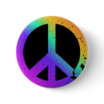 KRW Distressed Rainbow Peace Sign buttons by KRWDesigns KRW Distressed Rainbow Peace Sign buttons
