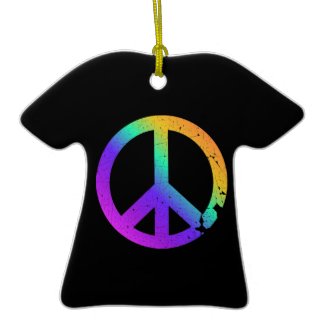 KRW Distressed Rainbow Peace Sign T-Shirt Ornament ornament