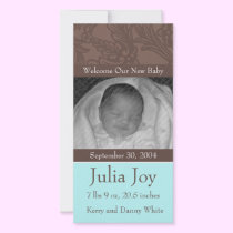 KRW Elegant Blue Custom Photo Birth Announcement photo cards