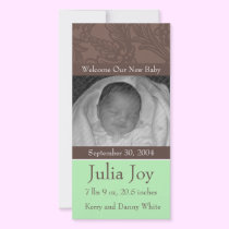 KRW Elegant Green Custom Photo Birth Announcement photo cards