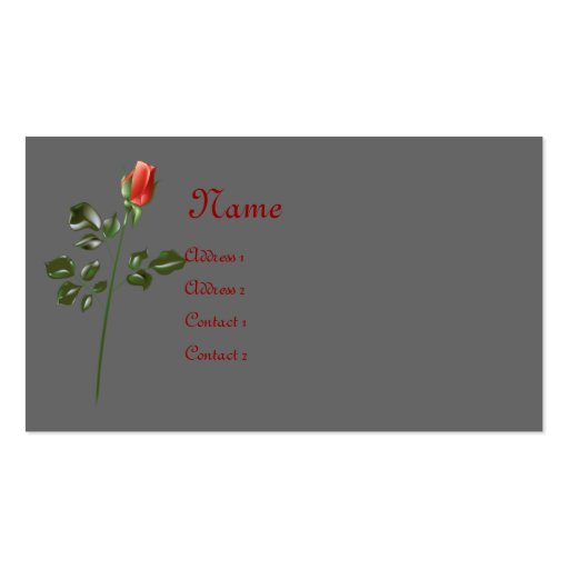 KRW Elegant Long Stemmed Rose Business Card (front side)