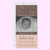KRW Elegant Peach Custom Photo Birth Announcement photo cards