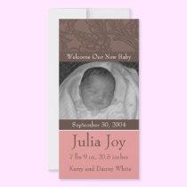 KRW Elegant Pink Custom Photo Birth Announcement photo cards