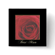 KRW Elegant Red Rose Best Man Pin buttons