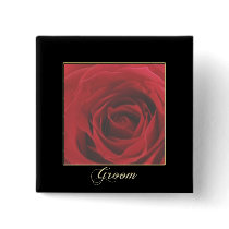 KRW Elegant Red Rose Groom Pin buttons