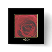 KRW Elegant Red Rose Usher Pin buttons
