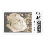 KRW Elegant Sepia Rose RSVP Wedding Stamp