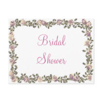 KRW Floral Border Custom Bridal Shower Invitation postcards