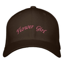 KRW Flower Girl Script Pink and Brown embroidered hats