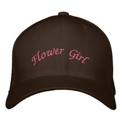 KRW Flower Girl Script Pink and Brown Embroidered Hats KRW Flower Girl Script Pink and Brown Embroidered Hats