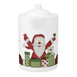 KRW Follk Art Santa Christmas Tea Pot teapot