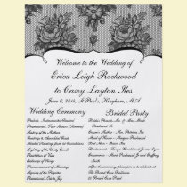 KRW French Black Lace Custom Wedding Program flyers