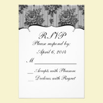 KRW French Black Lace Header Custom Wedding RSVP invitations