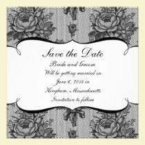 KRW French Black Lace Save the Date Announcement invitations