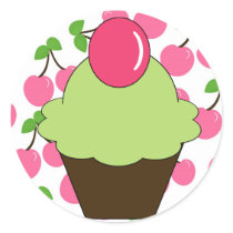 KRW Fun Green Cupcake with Cherries stickers