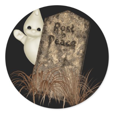 KRW Ghostly Tombstone Halloween Sticker by krwhalloween