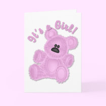KRW Girl Teddy Bear Baby Shower Invitation cards
