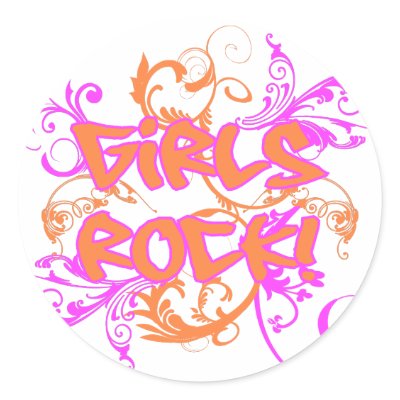 KRW Girls Rock Grafitti Grunge Round Stickers by KRWDesigns