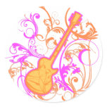 KRW Girl's Rock Guitar Grunge Round Stickers