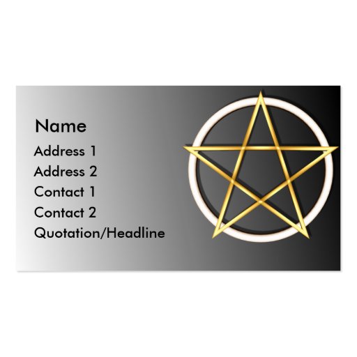KRW Gold Wiccan Pentagram Custom Business Card (front side)