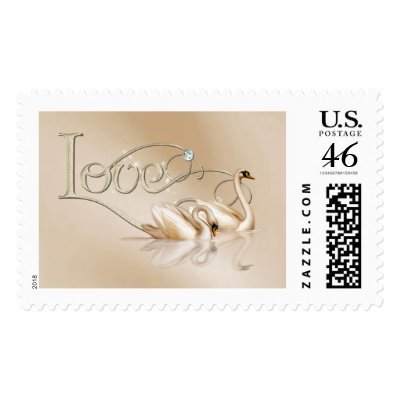 KRW Graceful Swans Love Wedding Stamps