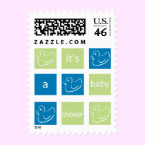 KRW Green and Blue Baby Shower stamps
