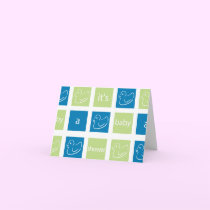 KRW Green Blue Blocks Custom Baby Shower cards