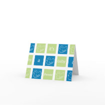 KRW Green Blue Blocks Custom Baby Shower cards