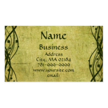 KRW Green Celtic Shamrock Parchment Custom Business Card