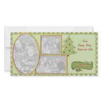 KRW Green Christmas Tree Custom Photo Holiday Card photo cards