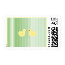 KRW Green Stripe Rubber Duck Baby Postage Stamp