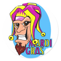 KRW Grinning Mardi Gras Jester stickers by KRWDesigns KRW Grinning Mardi Gras Jester stickers