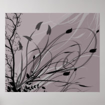 KRW Grunge Floral in Misty Lavender posters