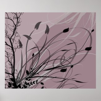 KRW Grunge Floral in Misty Lavender Poster