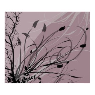 KRW Grunge Floral in Misty Lavender Poster