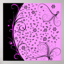 KRW Grunge Floral in Pink posters