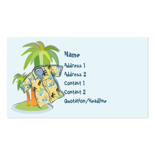KRW Hawaiian Shirt Custom Business Card (front side)