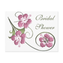 KRW Hibiscus Swirl Custom Bridal Shower postcards