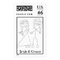 KRW Hippie Bride & Groom Custom Wedding Stamp