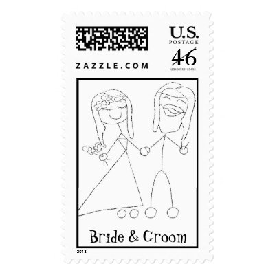 KRW Hippie Bride Groom Custom Wedding Stamp by KRWWedding