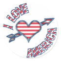 KRW I Love America Heart Stars and Stripes stickers