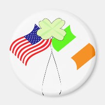 KRW Irish American Flags and Shamrock Magnets