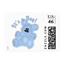 KRW It's a Boy Teddy Bear Baby Small Postage Stamps