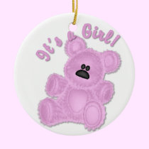 KRW It's a Girl Pink Teddy Bear Ornament